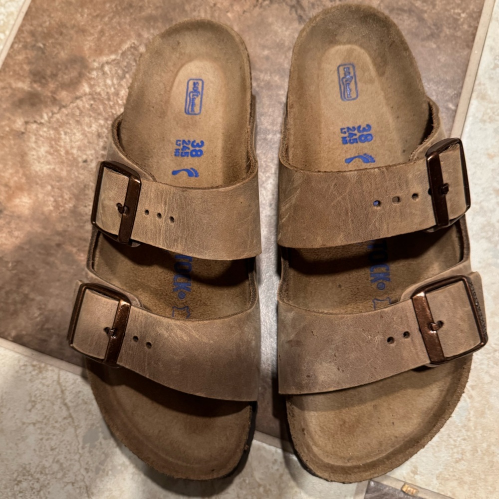 NEW Birkenstock Khaki/Tan Double Strap Sandals Women 38